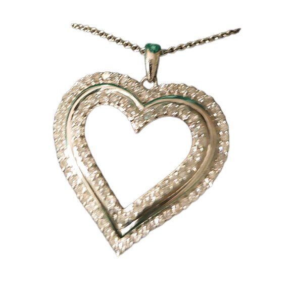 NATURAL 1.00 ct Diamond Heart Love Pendant Necklace Set in Sterling Silver - Picture 4 of 8